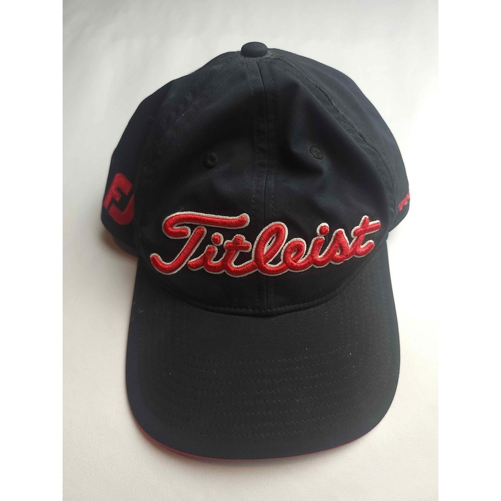 Titleist Golf Hat Black Red Adjustable FJ Pro V1 Embroidered Performance‎ Cap